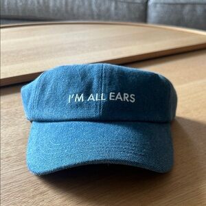 Blue Denim Cap with Embroidered Text